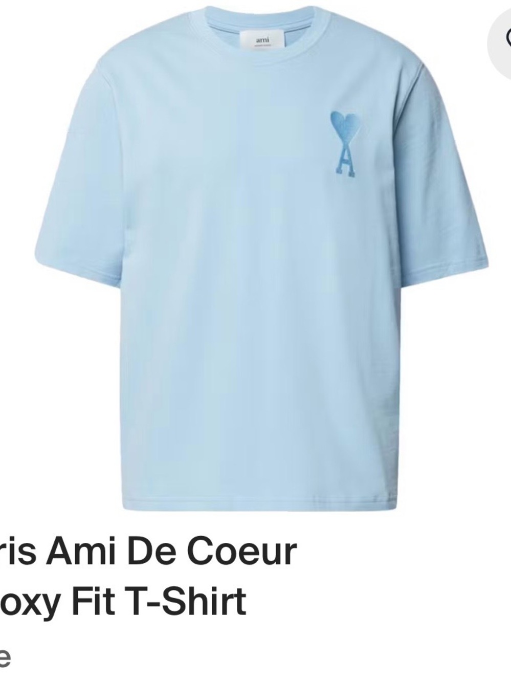 Ami Light Blue Short-Sleeve Tee with Heart 'A' Logo